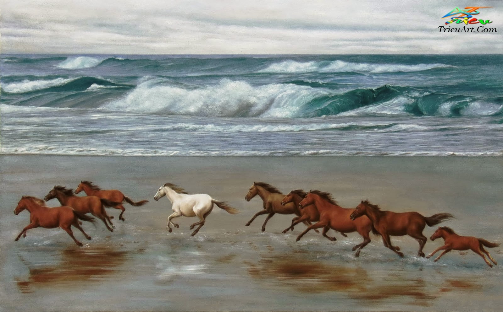 Лошадь бежит по пляжу